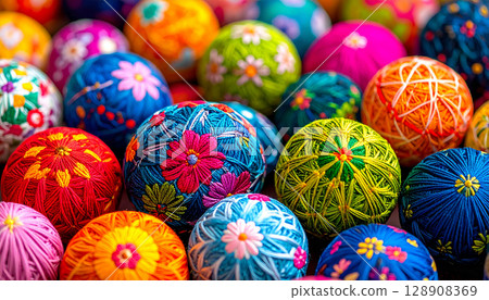 Colorful Temari background 128908369