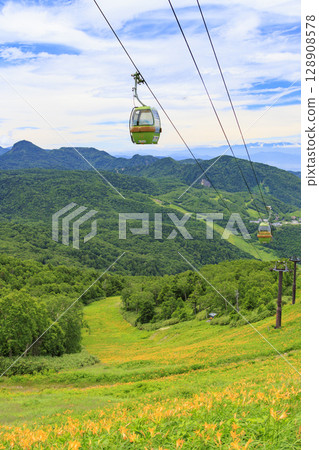 Day lilies in full bloom at Higashidateyama Alpine Garden 128908578