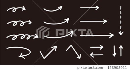 Vector pen hand drawn arrows set on white 128908911