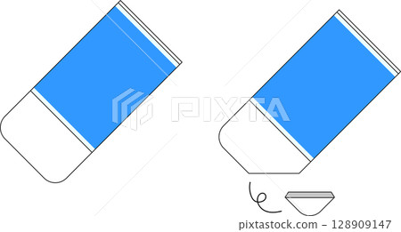 缺口藍色橡皮擦插圖集 128909147