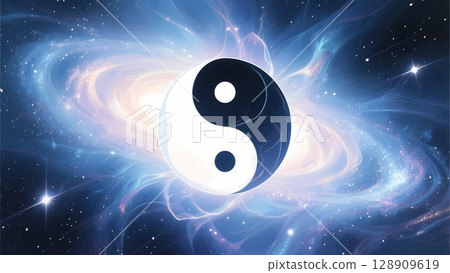 空間背景上的陰陽符號 128909619