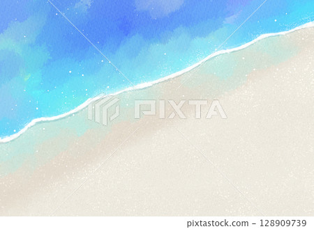 Sandy beach and sea background, landscape, watercolor, summer, beach, coast Sandy beach and sea background, landscape, watercolor, summer, beach, coast 128909739