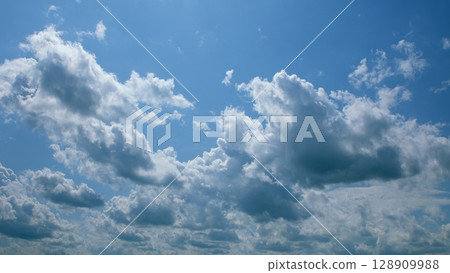 The Beautiful Cloudy Sky Displays a Variety of Dynamic and Fluffy Cloud Formations The Beautiful Cloudy Sky Displays a Variety of Dynamic and Fluffy Cloud Formations 128909988