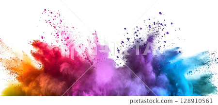 Vibrant Rainbow Holi Paint Powder Explosion - Ai Generated Vibrant Rainbow Holi Paint Powder Explosion - Ai Generated 128910561