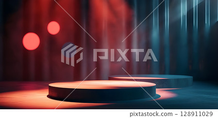 Enhanced Product Presentation Background, Featuring Stunning Lighting and Shadows - Ai Generated 128911029