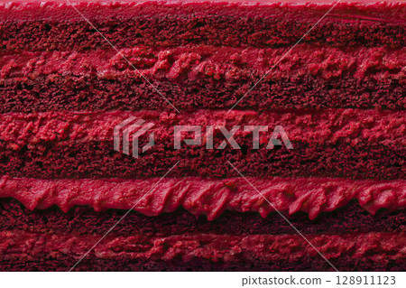 Red velvet cake layers. AI-generated item 128911123