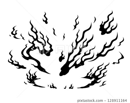 Japanese style flame landing effect_silhouette 128911164