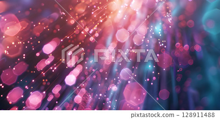 Pink and Blue Bokeh light, shimmering blur spot lights - Ai Generated 128911488