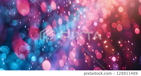 Pink and Blue Bokeh light, shimmering blur spot lights - Ai Generated 128911489