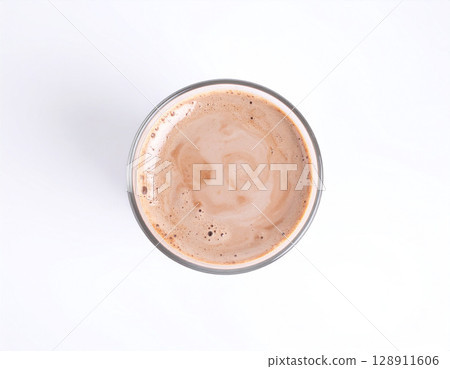 Top view of iced cocoa 128911606
