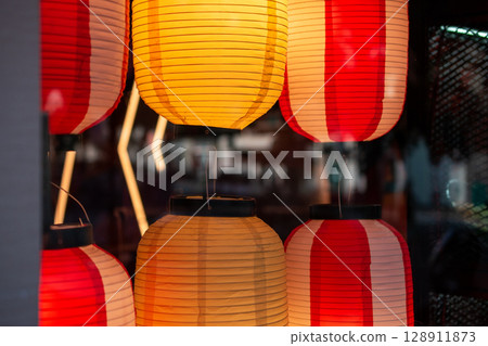 Japanese Lanterns at Night Japanese Lanterns at Night 128911873