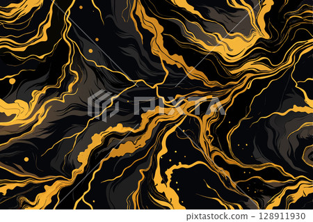 Golden black marble seamless premium background. Vector illustration. 128911930