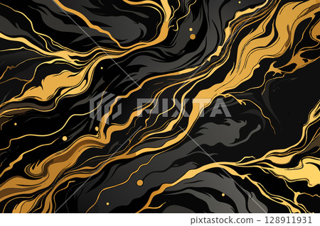 Golden black marble seamless premium background. Vector illustration. 128911931