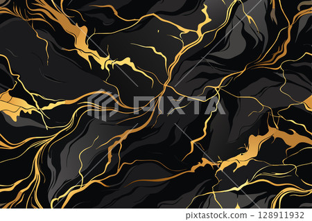 Seamless premium golden and black marble background. Vector illustration. Seamless premium golden and black marble background. Vector illustration. 128911932