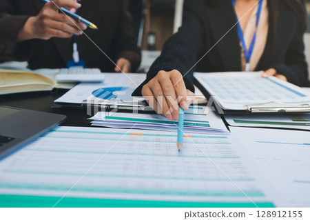 Success, audience with an applause and in a business meeting at work with a lens flare together. Achievement or celebration, motivation and businesspeople clapping hands for good news or support 128912155