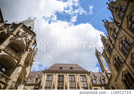 New Town Hall, Neues Rathaus, city government building on Marienplatz square in central Munich in Bavaria, Germany 128912719