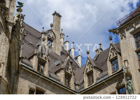New Town Hall, Neues Rathaus, city government building on Marienplatz square in central Munich in Bavaria, Germany 128912722