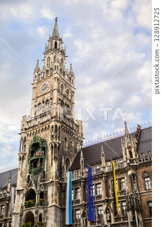 New Town Hall, Neues Rathaus, city government building on Marienplatz square in central Munich in Bavaria, Germany 128912725
