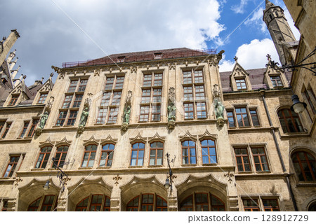 New Town Hall, Neues Rathaus, city government building on Marienplatz square in central Munich in Bavaria, Germany 128912729
