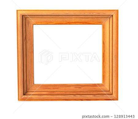 Classic wooden picture frame with transparent background isolating the empty space Classic wooden picture frame with transparent background isolating the empty space 128913443