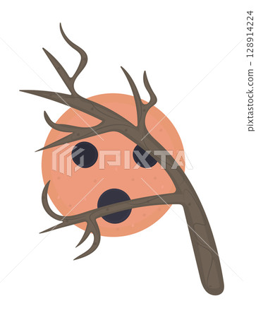 Full moon and three, scary vector color illustration for Halloween 128914224