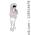 藝術家拿著麥克風唱歌跳舞 128914476