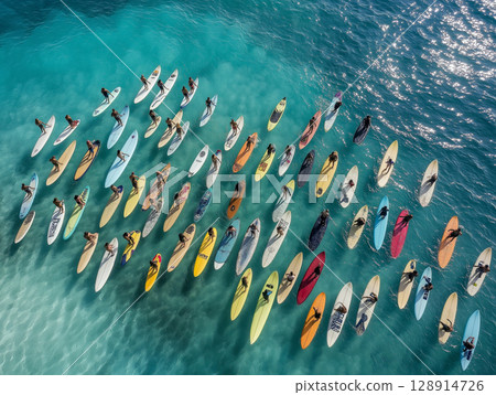 Surfers come together in Hawaii to support Black Lives Matter with colorful boards 128914726