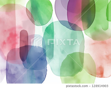 Colorful abstract watercolor circles create a vibrant artistic display in the composition 128914903