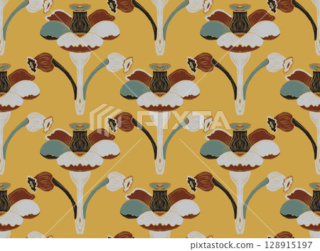 abstract floral background with leaves 128915197