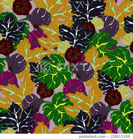 seamless pattern with abstract flowers 128915199