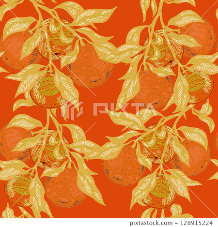 seamless pattern with leaves 128915224