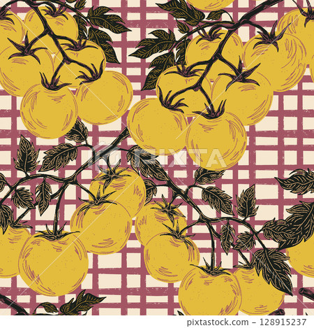 seamless pattern with bananas, leaves and berries 128915237