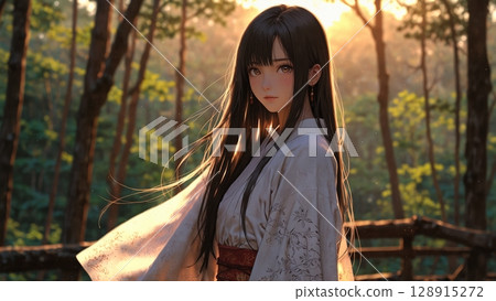 美麗的巫女美人 128915272