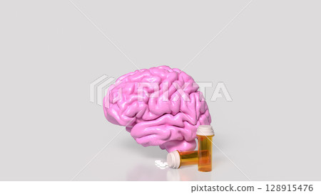 The Brain and drug for medical or sci concept 3d Rendering. 128915476