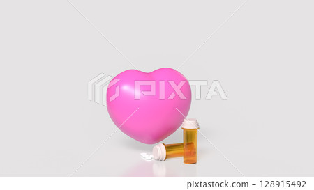 The Heart and Medicine for Health and Medical concept 3d Rendering. 128915492