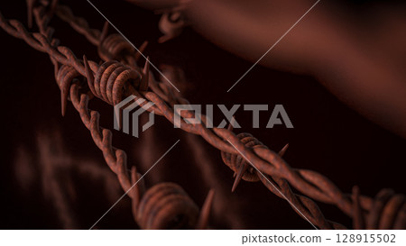 The Barbed wire Rusty for Abstract Background 3d Rendering. 128915502