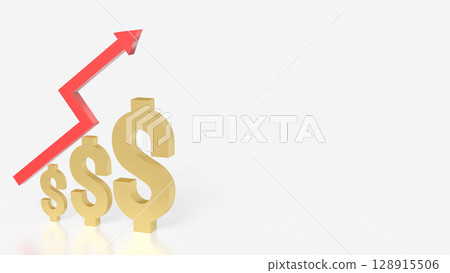 The Gold Dollar and Arrow up for Business concept 3d Rendering. The Gold Dollar and Arrow up for Business concept 3d Rendering. 128915506