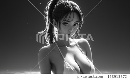穿著白色比基尼的女人 128915872