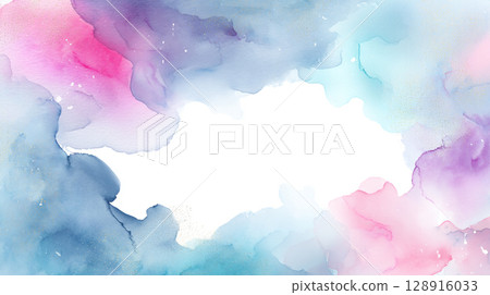 A frame background with soft watercolor blurs 128916033