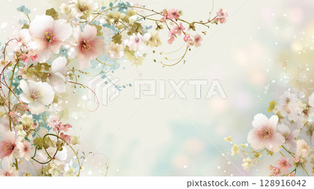 An elegant background frame decorated with flowers An elegant background frame decorated with flowers 128916042
