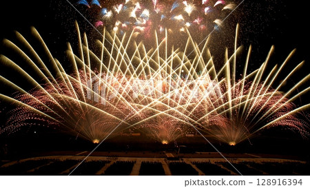 Dynamic fireworks in Hokkaido Dynamic fireworks in Hokkaido 128916394