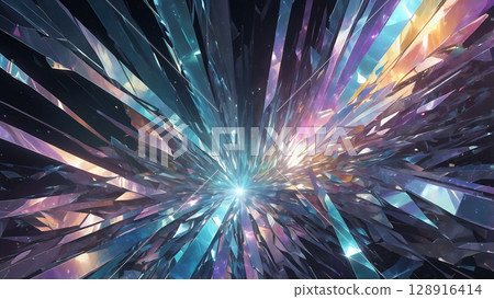Shattered Crystals Refracting Futuristic Light 128916414