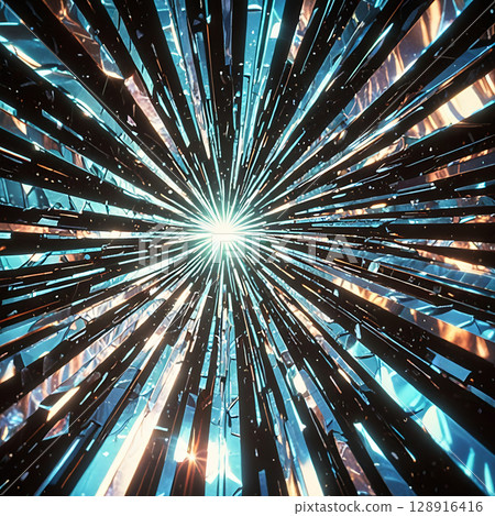 Shattered Crystals Refracting Futuristic Light 128916416