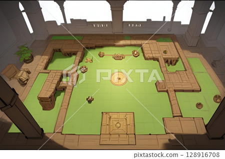 Game background: Floor cross-section map Arena with lawn 128916708
