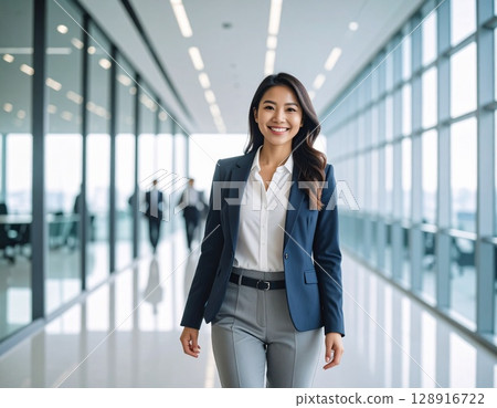 走在辦公室的婦女 128916722