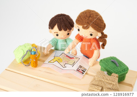 Amigurumi dolls Disaster prevention and evacuation training 128916977