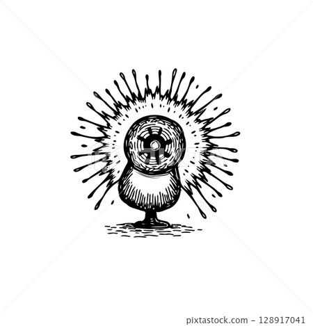 Abstract geometric design of a stylized object with radiating lines drawing 128917041