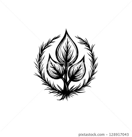 Elegant vector illustration of a floral motif, embodying nature and vitality Elegant vector illustration of a floral motif, embodying nature and vitality 128917043