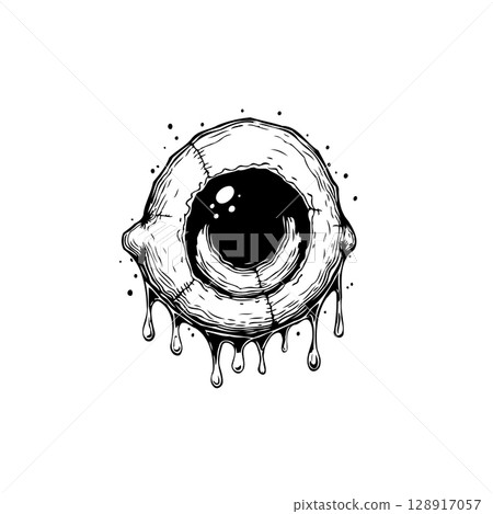 Creepy Eyeball Illustration with Dripping Effects, Perfect for Halloween Themes Creepy Eyeball Illustration with Dripping Effects, Perfect for Halloween Themes 128917057