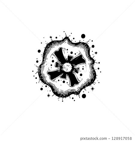 Intricate Hand-Drawn Floral Element with Grunge Detailing for Creative Projects Intricate Hand-Drawn Floral Element with Grunge Detailing for Creative Projects 128917058